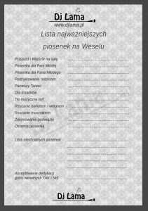 Lista najważniejszych piosenek na weselu - Dj Lama